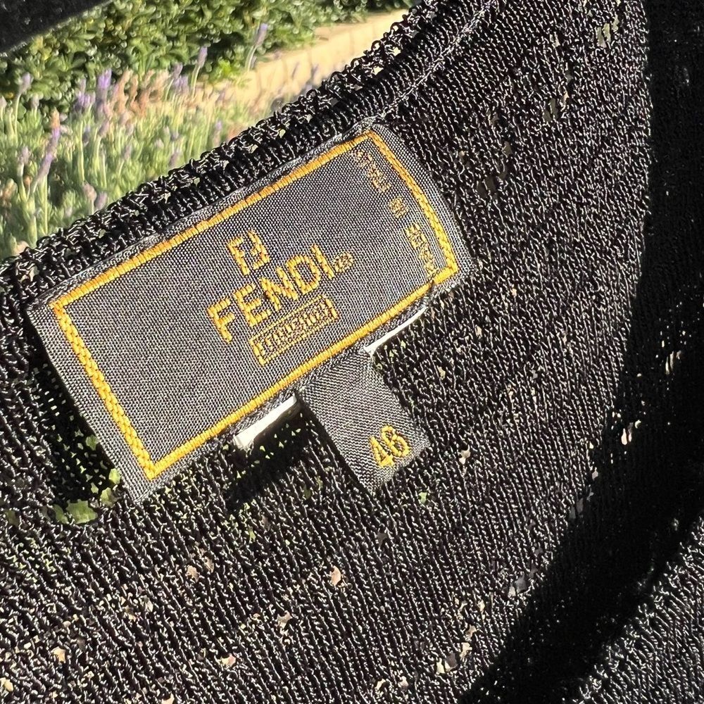 Fendi Crochet Black Top Women’s Small Medium Vintage Knit - Picture 2 of 7
